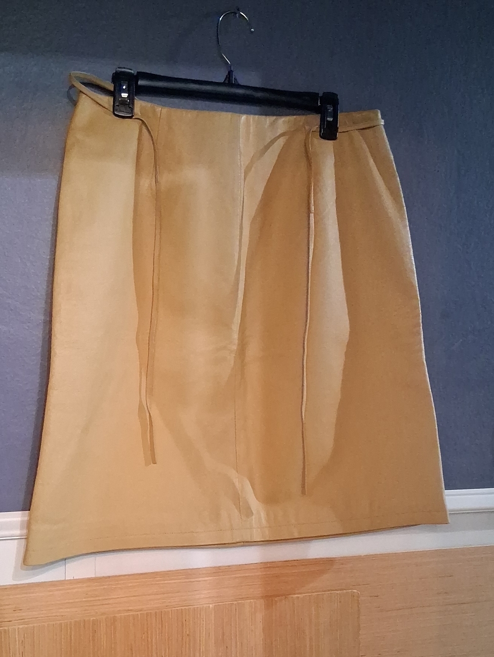 Y2K All Leather Newport News Tan Pencil Skirt with Front Seams
